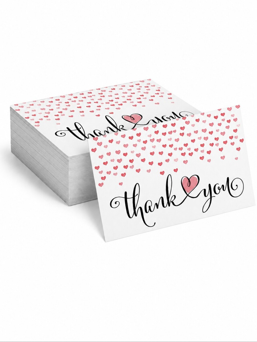 25ct, 6x4 "HEARTS" THANK YOU INSERT CARDS